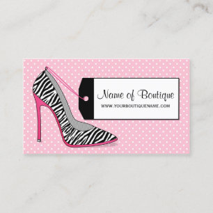 Fashion Boutique Pink and Black Zebra Stilettos Business Card