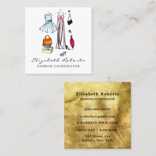 Customizable Fashion Boutique  Square Business Card