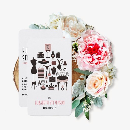 Customizable Fashion Boutique Women's Gifts Shop Business Card