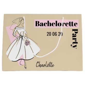 Fashion Bride Neutral Bachelorette Party Large Large Gift Bag by QuirkyChic at Zazzle