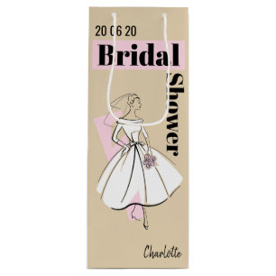 Fashion Bride Neutral Bridal Shower wine Gift Bag