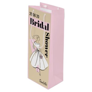 Fashion Bride Neutral Bridal Shower Wine Pink Wine Gift Bag by QuirkyChic at Zazzle