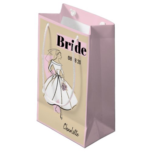 Fashion Bride Neutral Bride gift bag small pink