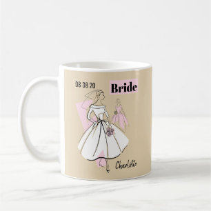 Fashion Bride Neutral Bride Group Date Name 2 side Coffee Mug