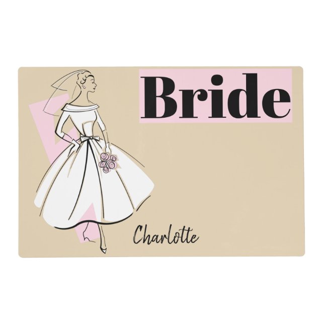 Fashion Bride Neutral Bride Name placemat (Front)