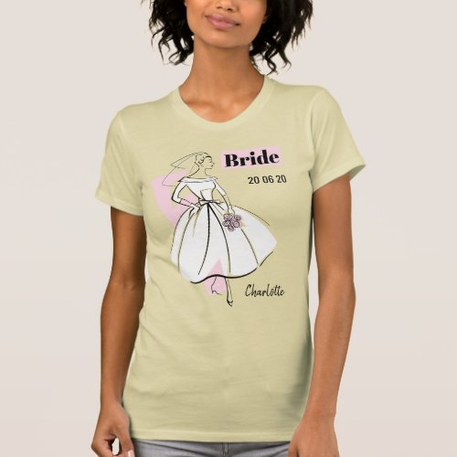 Fashion Bride Neutral Group Bride Name Date T_Shirt