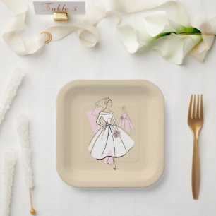 Fashion Bride Neutral Group square Paper Plates