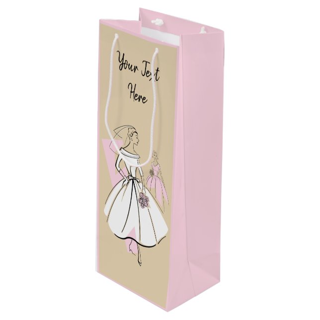 Fashion Bride Neutral Group Text pink wine Gift Bag (Front Angled)
