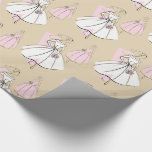 Fashion Bride Neutral Group wrapping paper<br><div class="desc">A mid-century style design with a retro touch featuring line drawings of a bride and bridesmaid in pink and white on a neutral colour change background. Inspired by dress patterns and fashion illustrations from the 1950s and 1960s. A customizable design for you to personalise with your own text, images and...</div>
