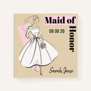 Fashion Bride Neutral Maid of Honor square Notebook