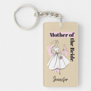 Fashion Bride Neutral Mother of Bride rectangle Keychain