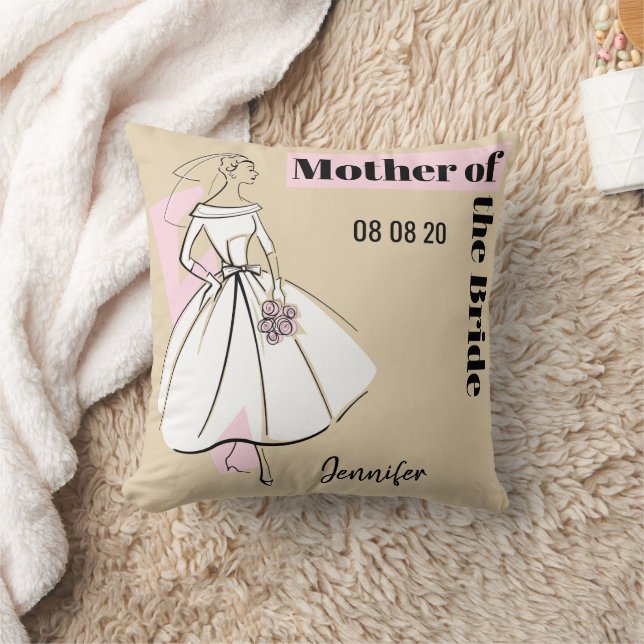 Fashion Bride Neutral Mother of Bride throw pillow (Blanket)