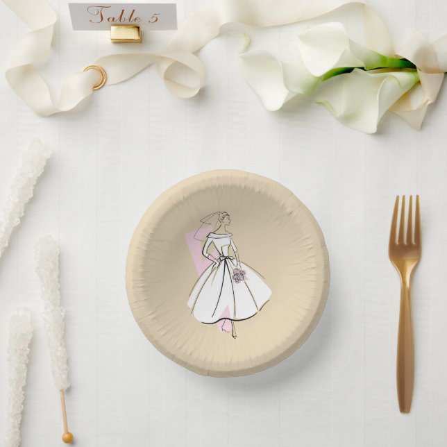 Fashion Bride Neutral paper plates Bowls (Wedding)