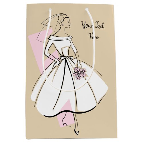 Fashion Bride Neutral Text gift bag medium