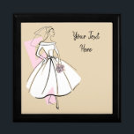 Fashion Bride Neutral Text gift box<br><div class="desc">A mid-century style design with a retro touch featuring a line drawing of a bride in pink and white on a neutral colour change background. Inspired by dress patterns and fashion illustrations from the 1950s and 1960s. A customizable design for you to personalise with your own text, images and ideas....</div>