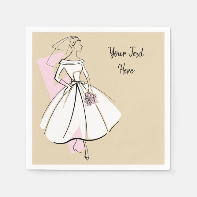 Fashion Bride Neutral Text paper napkins (Front)