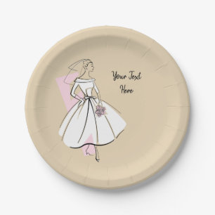 Fashion Bride Neutral Text paper plates