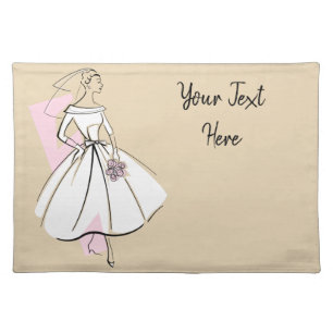 Fashion Bride Neutral Text placemat cloth