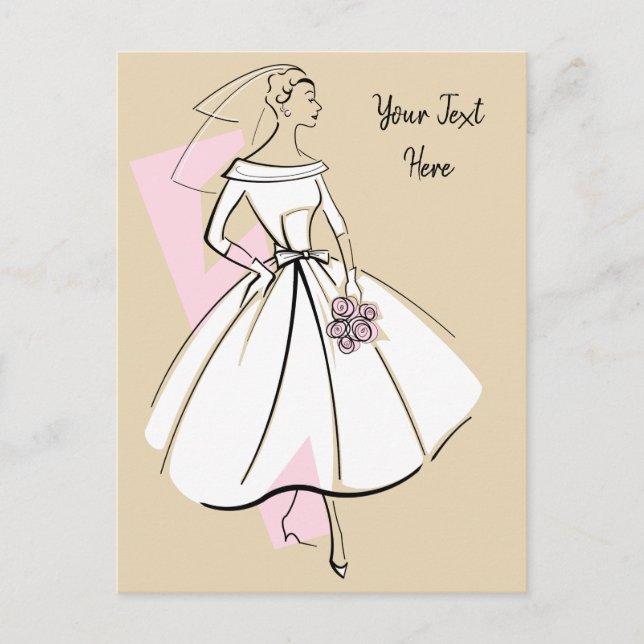 Fashion Bride Neutral Text postcard (Front)
