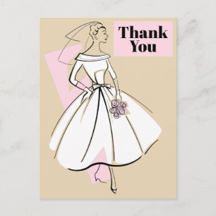 Fashion Bride Neutral Thank You postcard
