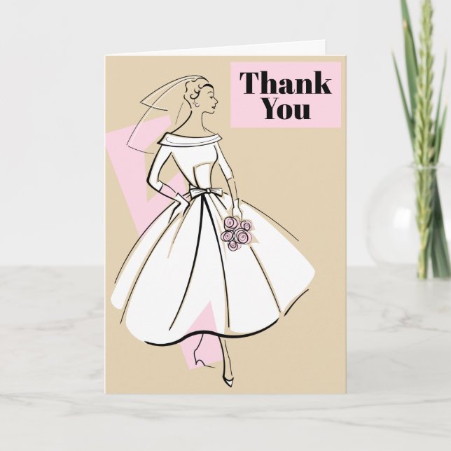 Fashion Bride Neutral Thank You Text card (Front)