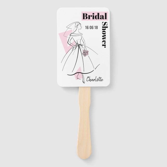 Fashion Bride Pink Bridal Shower fan paddle (Front)