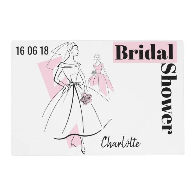 Fashion Bride Pink Bridal Shower placemat (Front)