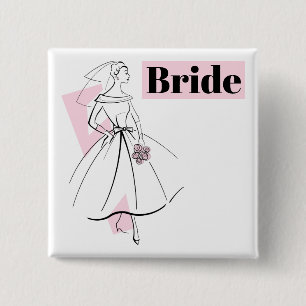 Fashion Bride Pink Bride button square