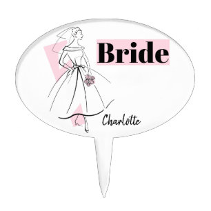 Fashion Bride Pink Bride cake topper