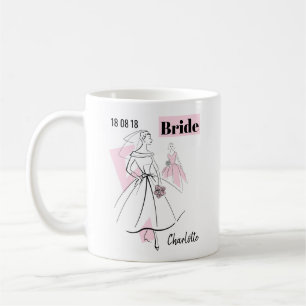 Fashion Bride Pink Bride Group Date Name 2 sides Coffee Mug