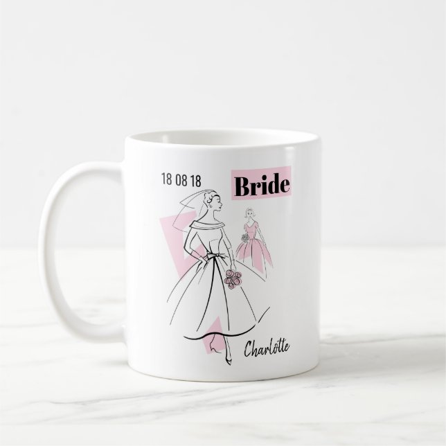 Fashion Bride Pink Bride Group Date Name 2 sides Coffee Mug (Left)