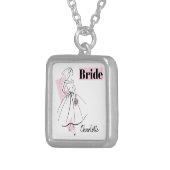 Fashion Bride Pink Bride Name necklace square (Front Right)