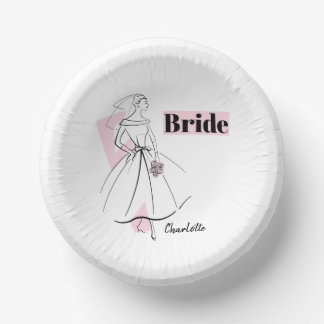 Fashion Bride Pink Bride Name  Paper Bowls