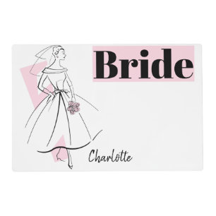 Fashion Bride Pink Bride Name placemat