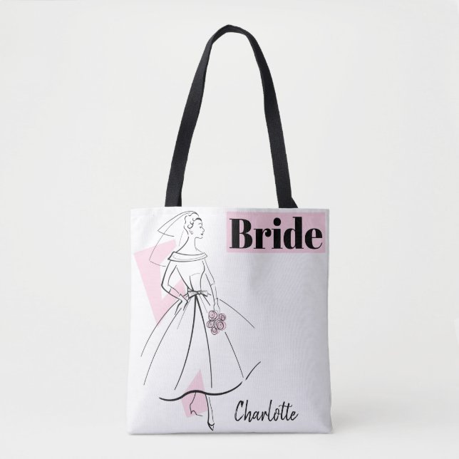Fashion Bride Pink Bride tote multi back Bag (Front)
