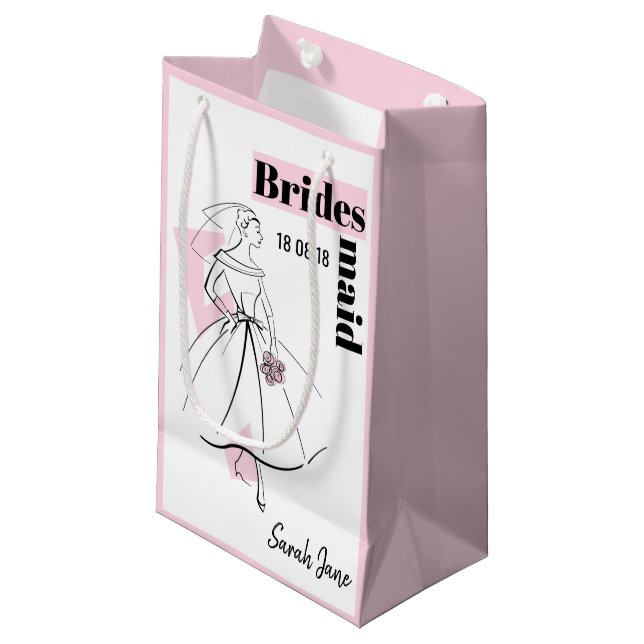 Fashion Bride Pink Bridesmaid gift bag small (Front Angled)
