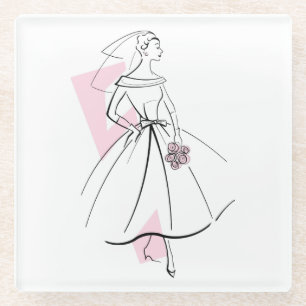 Fashion Bride Pink coaster glass