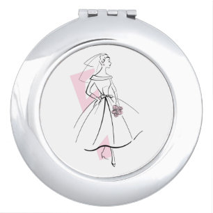 Fashion Bride Pink compact mirror round