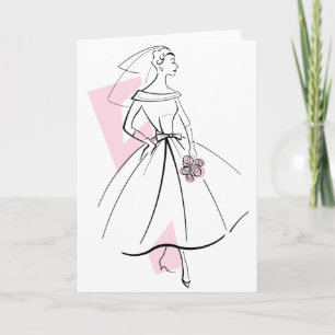 Fashion Bride Pink greetings card