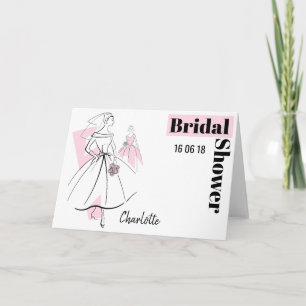 Fashion Bride Pink Group Bridal Shower horizontal Invitation