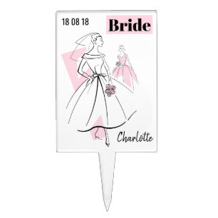 Fashion Bride Pink Group Bride Name Date topper