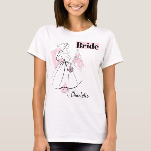 Fashion Bride Pink Group Bride Name t_shirt