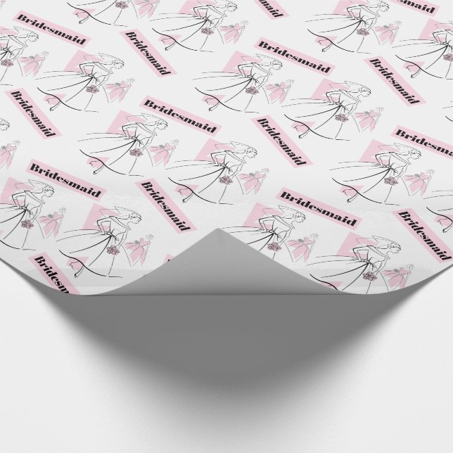 Fashion Bride Pink Group Bridesmaid wrapping paper (Corner)