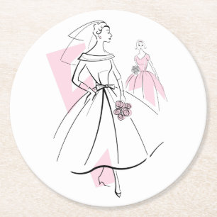 Fashion Bride Pink Group coaster round