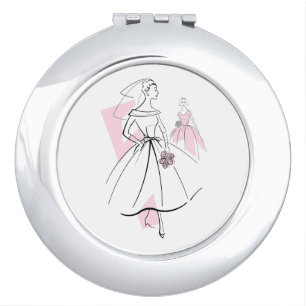 Fashion Bride Pink Group compact mirror round