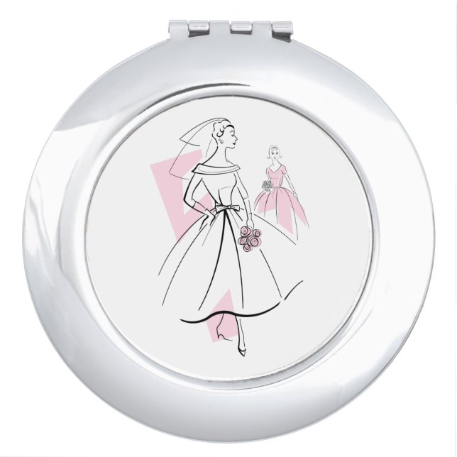 Fashion Bride Pink Group compact mirror round (Front)