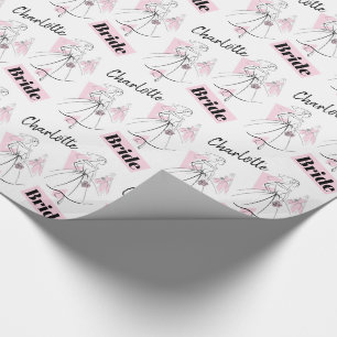 Fashion Bride Pink Group Name Bride wrapping paper