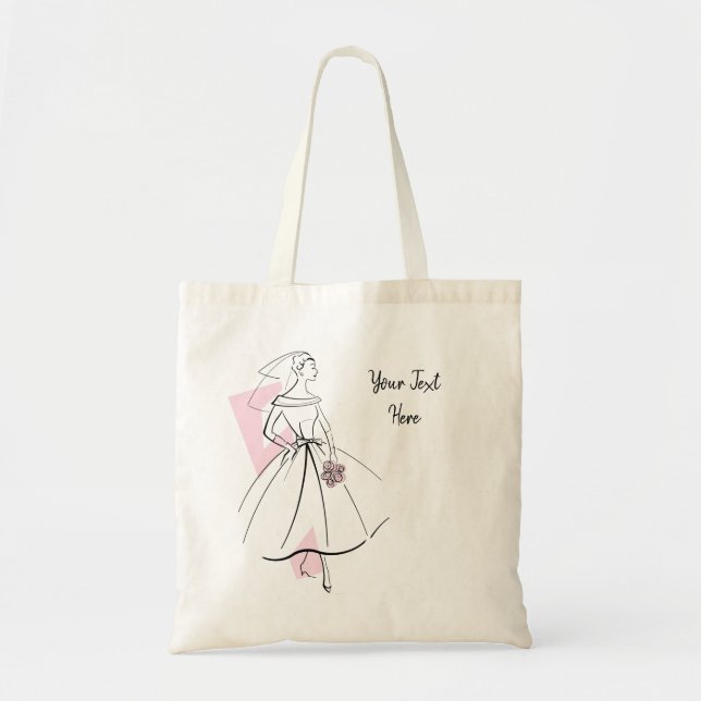 Fashion Bride Pink Group Text budget tote Bag (Front)
