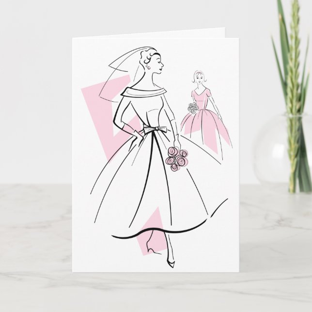 Fashion Bride Pink Group Text greetings card (Front)