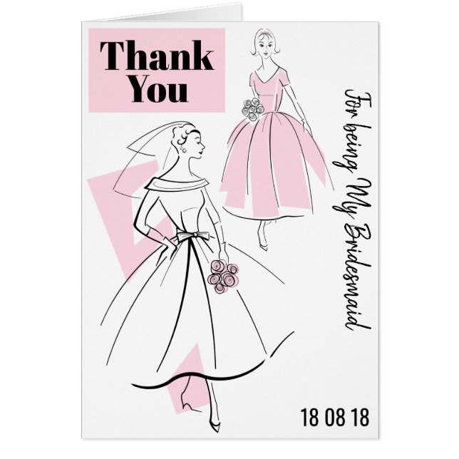 Fashion Bride Pink Group Thank You Bridesmaid (Front)